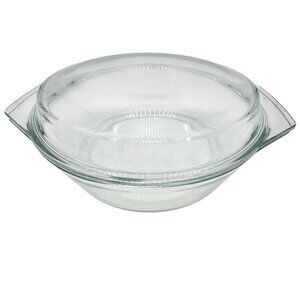 Clear Glass Round Baking Dish With Lid 8.5 Inch Diameter Durable Bakeware